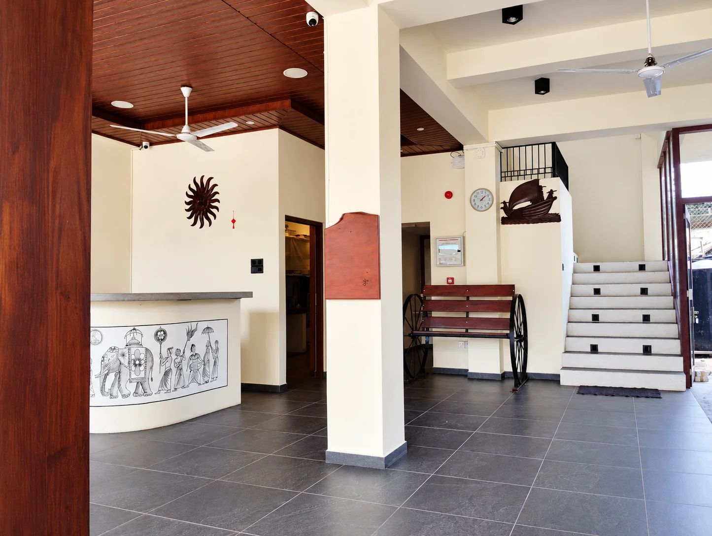 Chaaya Inn lobby with elephant artwork